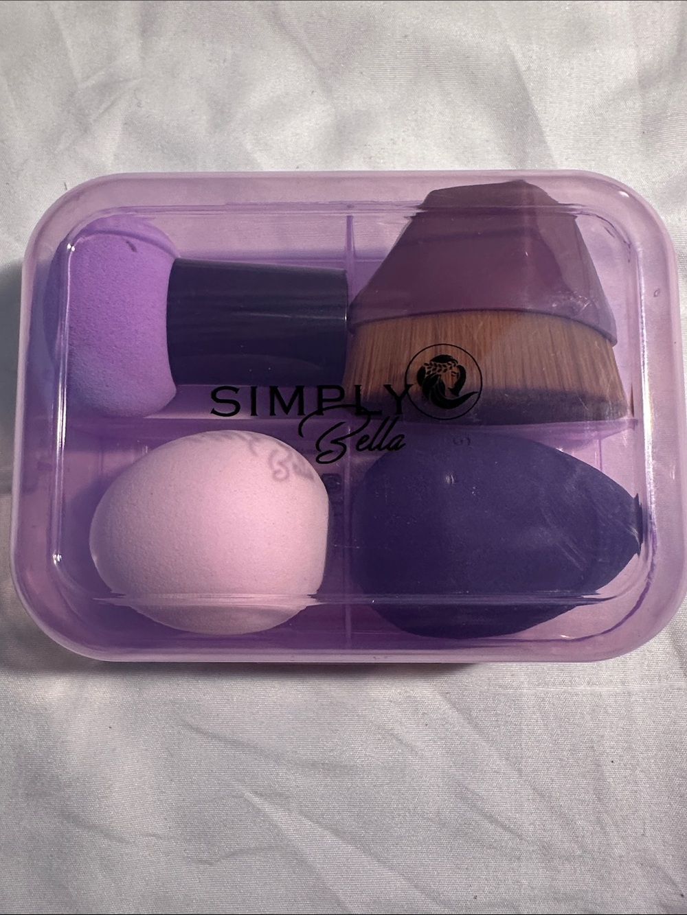 Simply Belle Purple Pink Makeup Sponge & Brush Travel Kit New